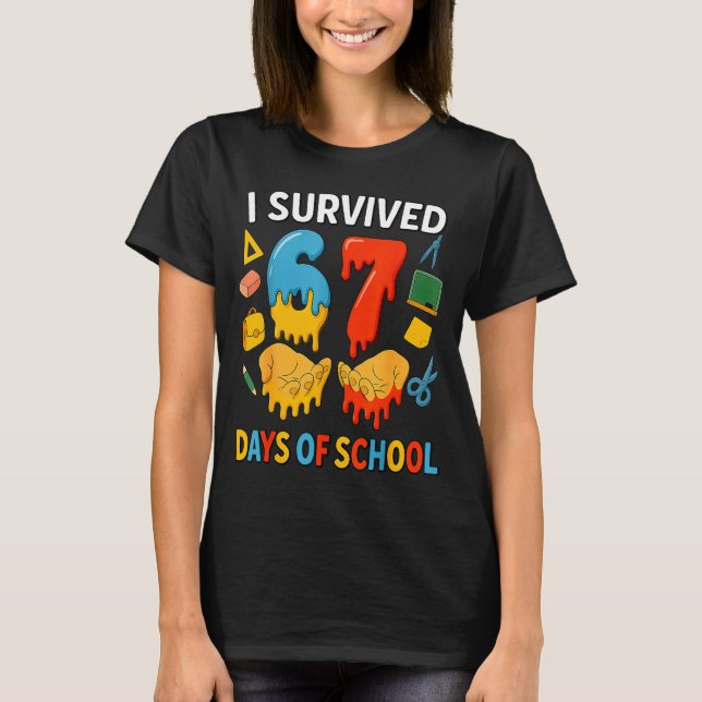 Camiseta I Survived 67 Days Of School Funny Meme Teacher St (Frente)