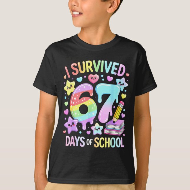 Camiseta I Survived 67 Days Of School - Funny Teachers Stud (Frente)
