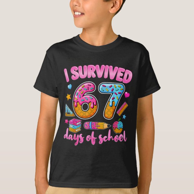 Camiseta I Survived 67 Days Of School Ice Cream Drip Teache (Frente)