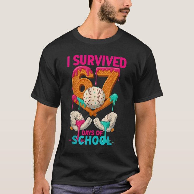 Camiseta I Survived 67 Days of School Ice Cream Six Seven M (Frente)