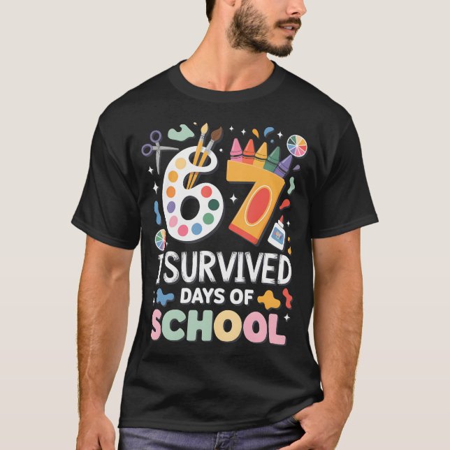 Camiseta I Survived 67 Days Of School - Teachers Students A (Frente)