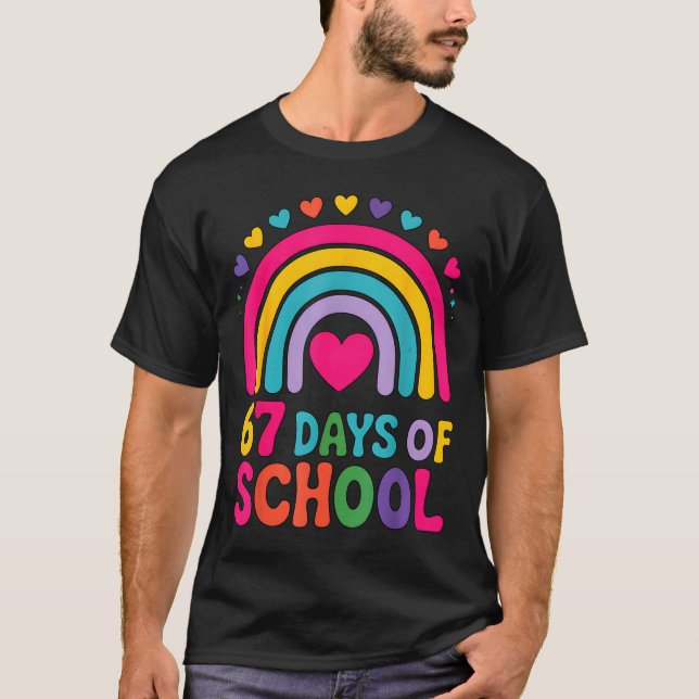 Camiseta I Survived 67 Days Of School Tie Die Rainbow Lover (Frente)