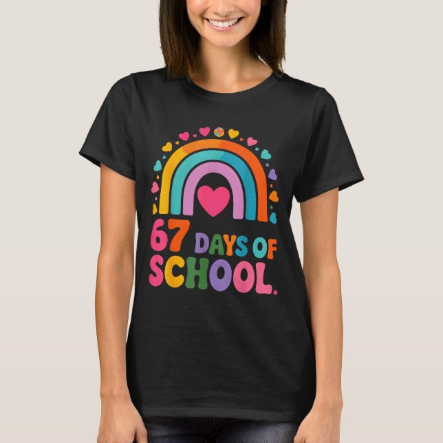 Camiseta I Survived 67 Days Of School Tie Die Rainbow Lover (Frente)
