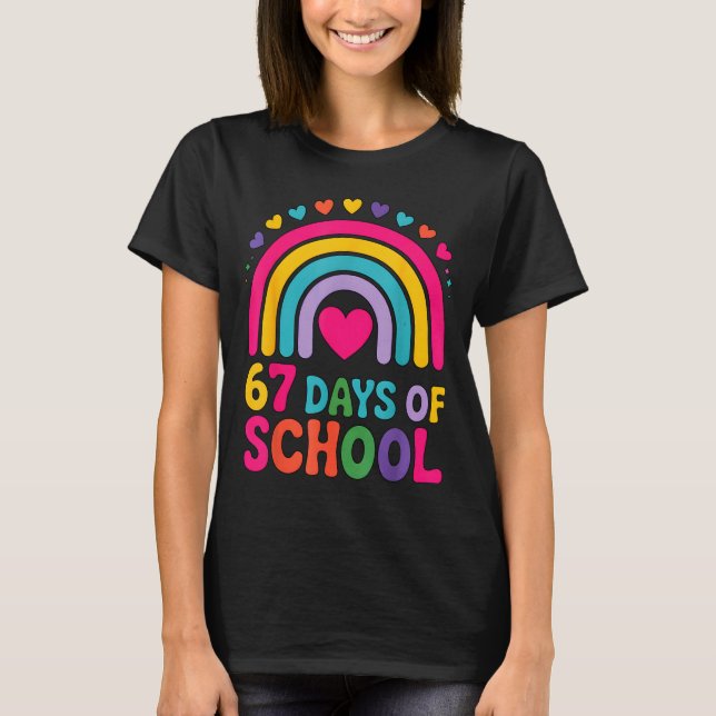 Camiseta I Survived 67 Days Of School Tie Die Rainbow Lover (Frente)