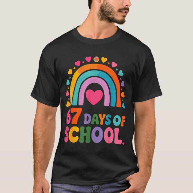 Camiseta I Survived 67 Days Of School Tie Die Rainbow Lover (Frente)