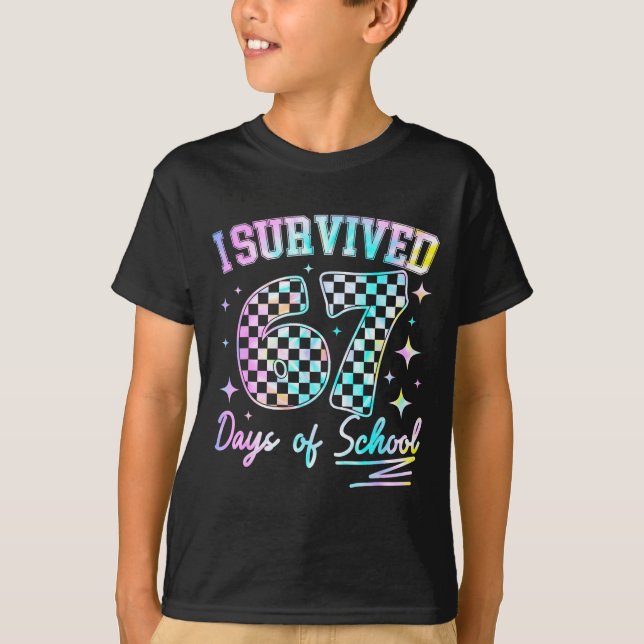 Camiseta I Survived 67 Days Of School Tie Dye 67th Day Teac (Frente)