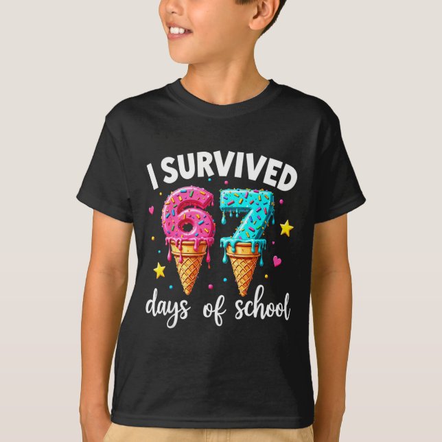 Camiseta I Survived 67th Days School Drip Ice Cream Funny 6 (Frente)