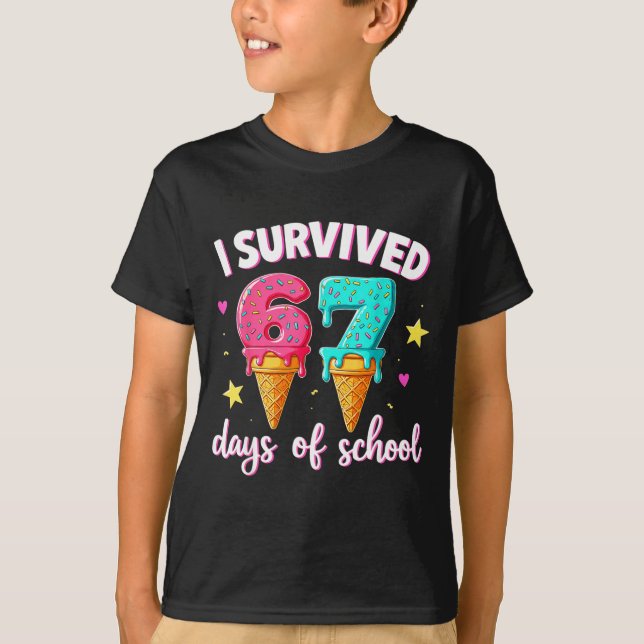 Camiseta I Survived 67th Days School Drip Ice Cream Funny 6 (Frente)
