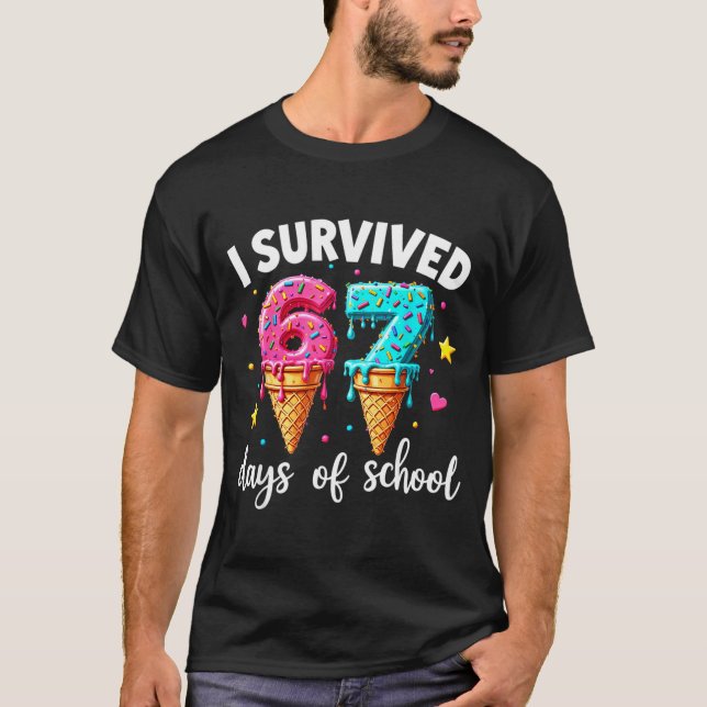 Camiseta I Survived 67th Days School Drip Ice Cream Funny 6 (Frente)
