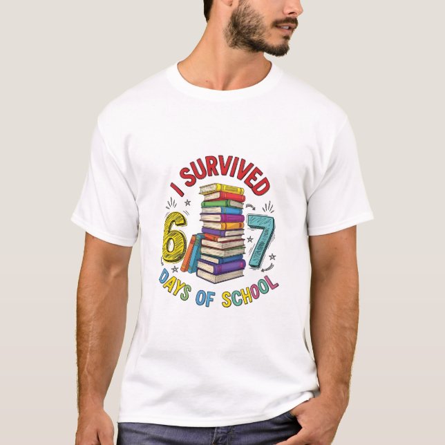 Camiseta I Survived 6 7 Days of School 100th Days Of School (Frente)