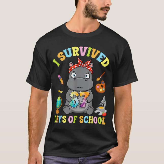 Camiseta I Survived Six Seven Days Of School Cute Hip Stude (Frente)