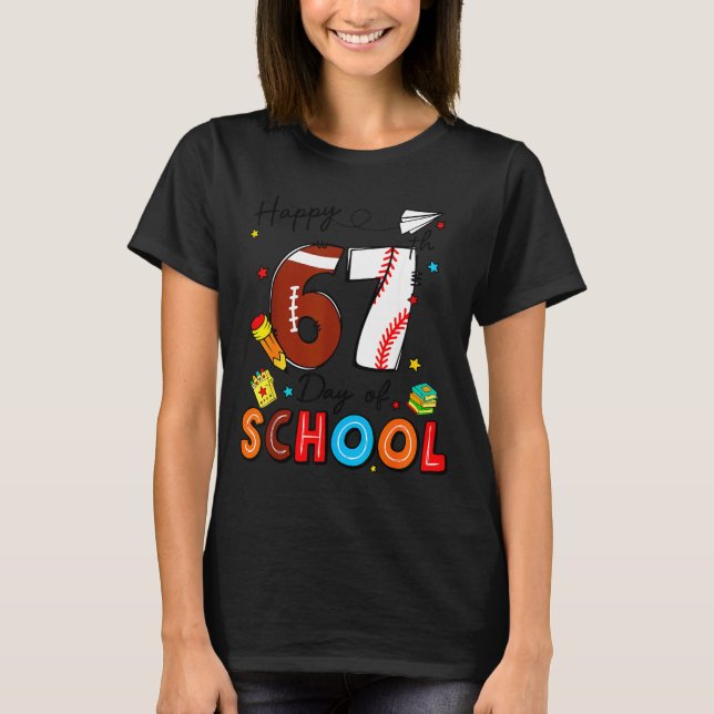 Camiseta I Survived Sixty Seven Days Of School Funny Baseba (Frente)