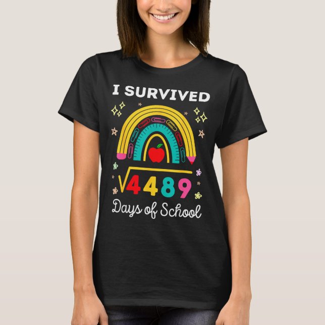 Camiseta I Survived Square Root 4489 67 Days Of School Math (Frente)