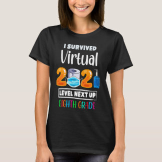 Camiseta I Survived Virtual 7th Grade 2020 2021 Level Up to
