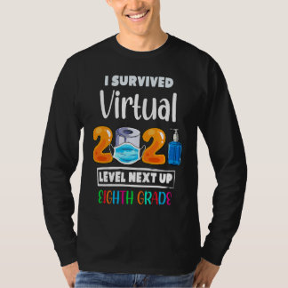 Camiseta I Survived Virtual 7th Grade 2020 2021 Level Up to