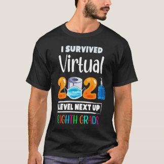 Camiseta I Survived Virtual 7th Grade 2020 2021 Level Up to