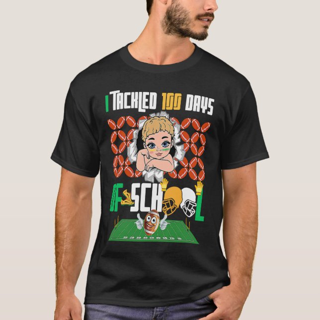 Camiseta I Tackled 100 Days 100th Day Of School Boys Footba (Frente)