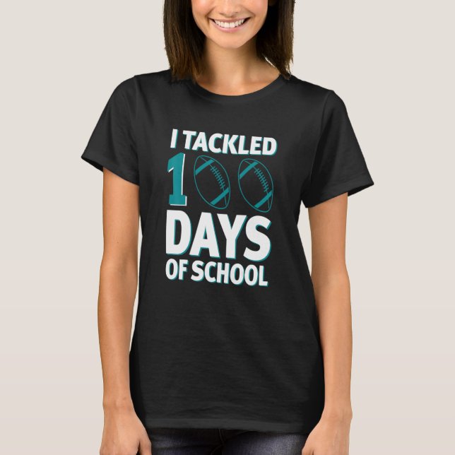 Camiseta I Tackled 100 Days of School 100th Days Boy Kid Gi (Frente)
