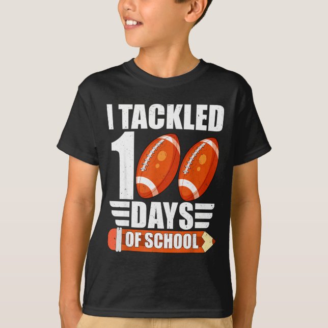 Camiseta I Tackled 100 Days Of School For Teacher Kids Boys (Frente)