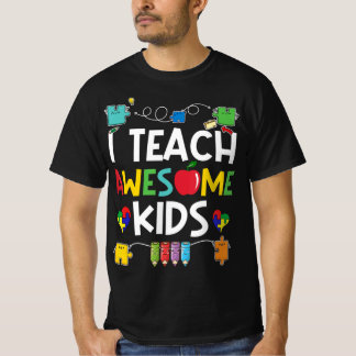 Camiseta I Teach Awesome Kids shirt Autism Awareness puzzle