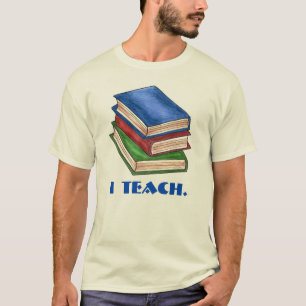 Camiseta I TEACH Biblioteca Book Stack Adpreciação de Profe