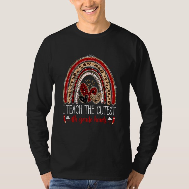 Camiseta I Teach The Cutest 4th Grade Hearts Teacher Valent (Frente)