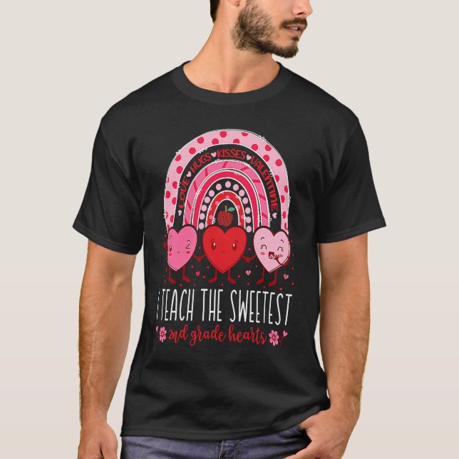 Camiseta I Teach The Sweetest 2nd Grade Hearts Teachers Val (Frente)