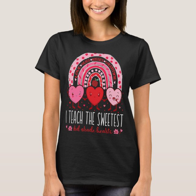 Camiseta I Teach The Sweetest 3rd Grade Hearts Teachers Val (Frente)