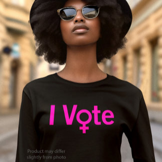 Camiseta I Vote T-shirt - Símbolo feminino W/Texto Rosa