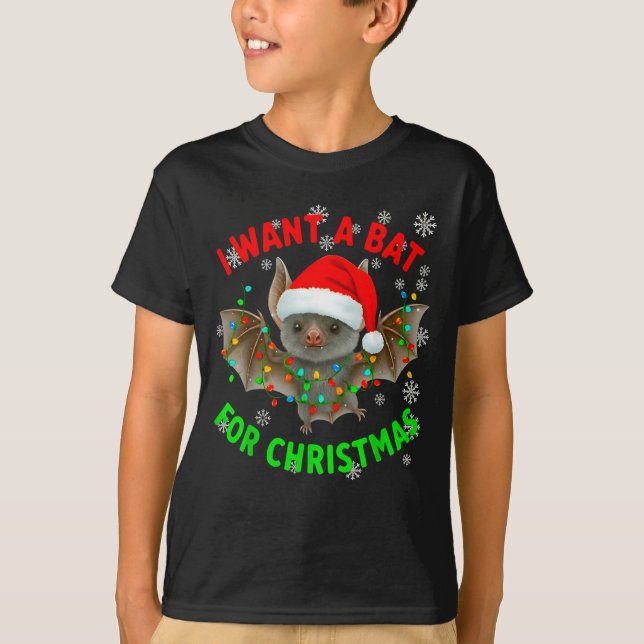 Camiseta I Want A Bat For Christmas Bat Lovers Christmas Tr (Frente)