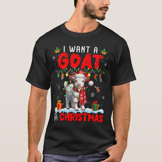 Camiseta I Want A Goat For Christmas Santa Goat Farmer Ranc (Frente)