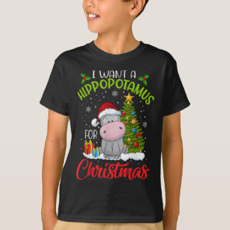 Camiseta i want a hippopotamus christmas xmas hippo kid