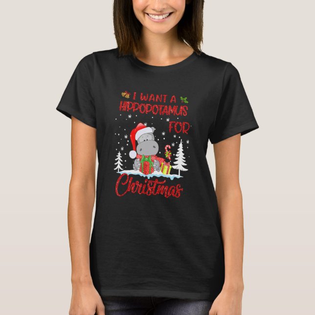 Camiseta I Want A Hippopotamus For Christmas Boys Girls Par (Frente)