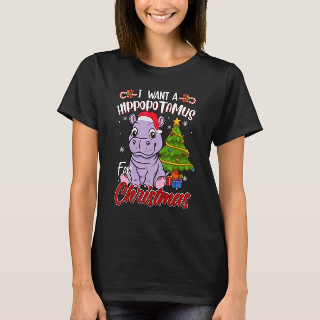 Camiseta I Want A Hippopotamus For Christmas Hippo Pajamas  (Frente)