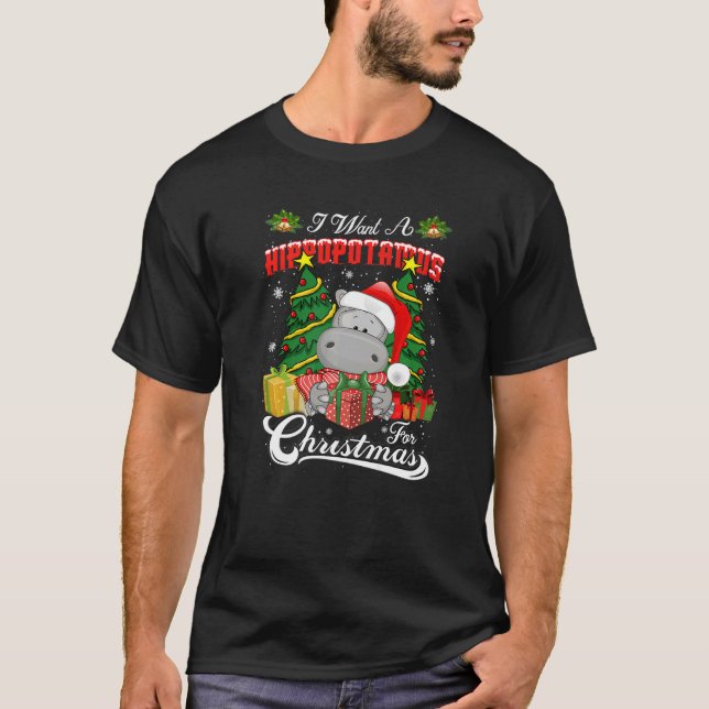 Camiseta I Want A Hippopotamus For Christmas Tree Xmas Hipp (Frente)