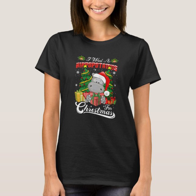 Camiseta I Want A Hippopotamus For Christmas Tree Xmas Hipp (Frente)
