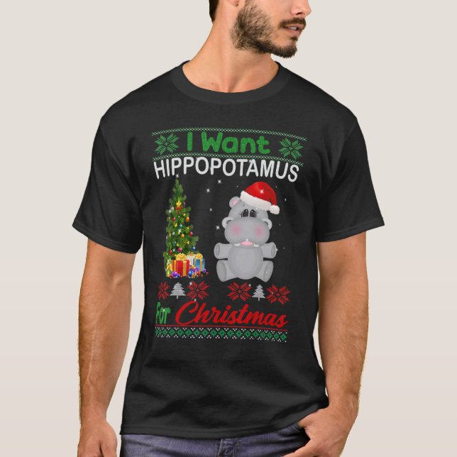 Camiseta I Want A Hippopotamus For Christmas Xmas Hippo for (Frente)