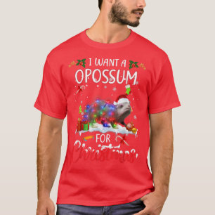 Camiseta I Want A Opossum For Christmas Xmas Lights Santa O