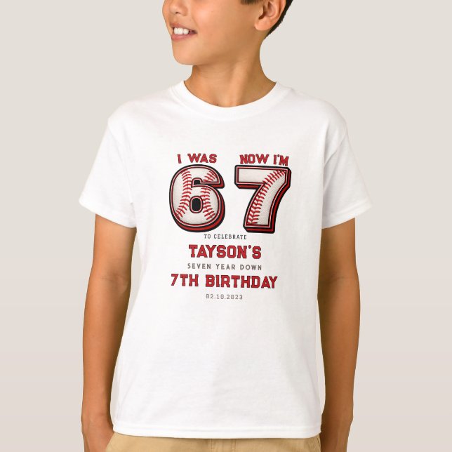 Camiseta I Was 6, Now I’m 7 – Baseball 7th Birthday (Frente)