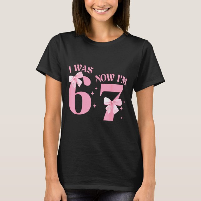 Camiseta I Was 6 Now I'm 7 Year Old Birthday Girls Coquette (Frente)