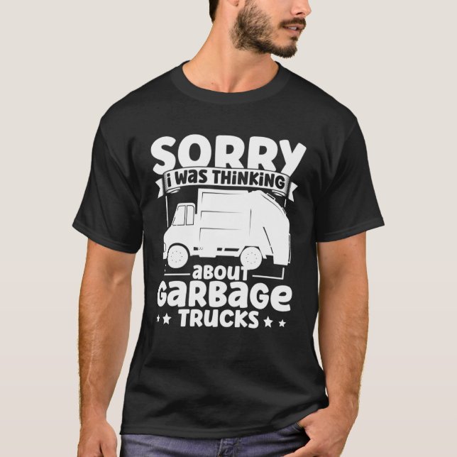 Camiseta I Was Thinking About Garbage Trucks for Toddler Bo (Frente)