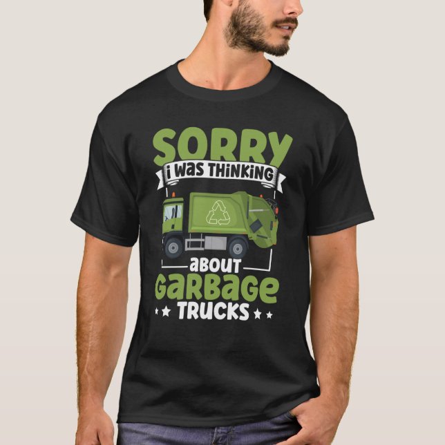 Camiseta I Was Thinking About Garbage Trucks for Toddler Bo (Frente)