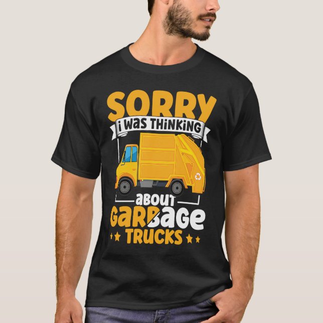 Camiseta I Was Thinking About Garbage Trucks for Toddler Bo (Frente)