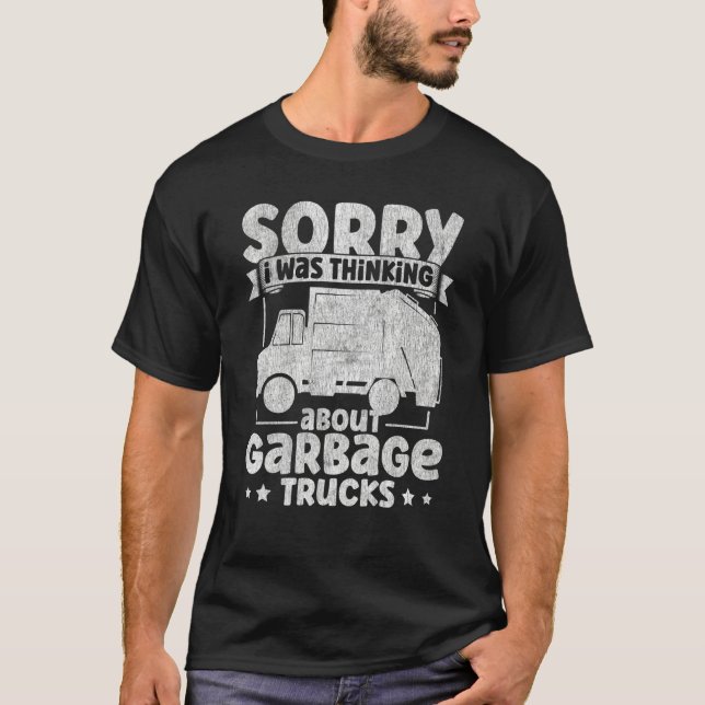 Camiseta I Was Thinking About Garbage Trucks for Toddler Bo (Frente)