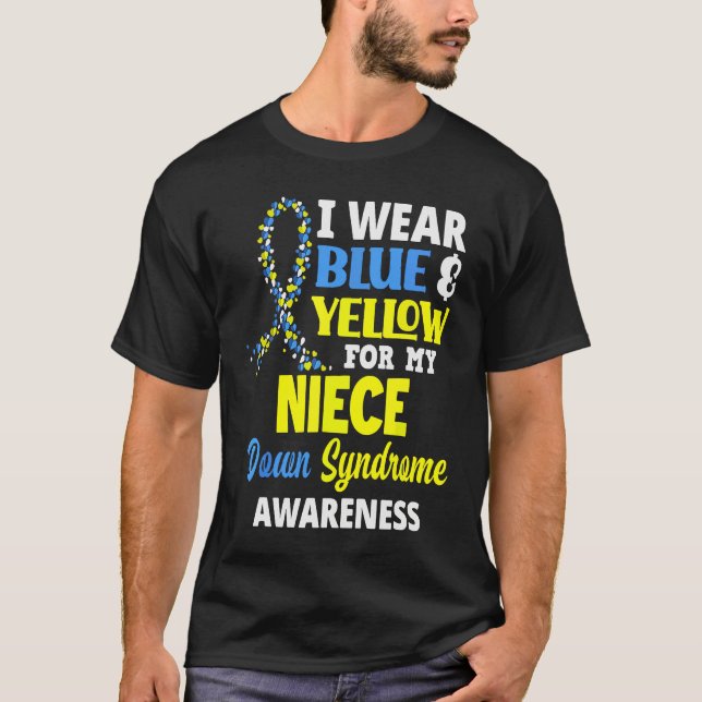 Camiseta I Wear Blue And Yellow For My Cousin Down Syndrome (Frente)
