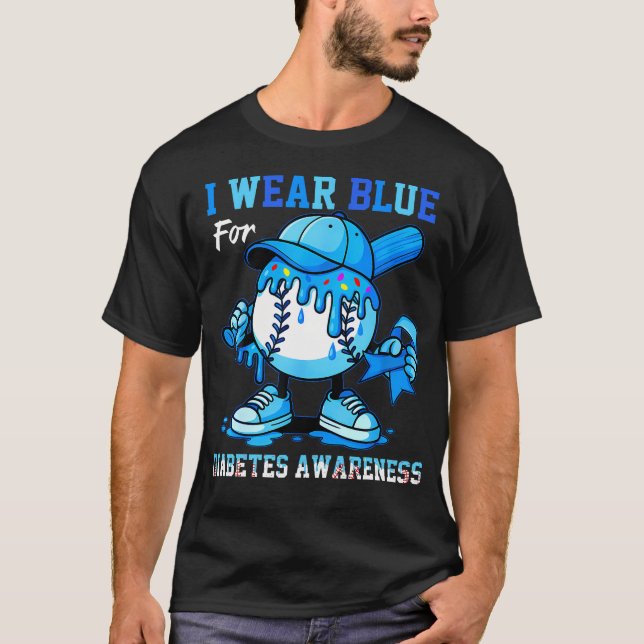Camiseta I Wear Blue For Diabetes Awareness Baseball Drip R (Frente)