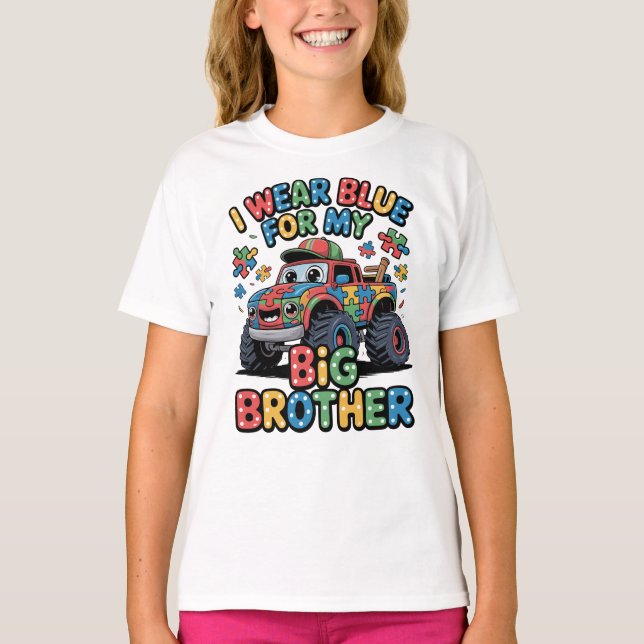 Camiseta I Wear Blue for My Big Brother Autism Awareness (Frente)