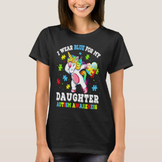 Camiseta I Wear Blue For My Daughter Autism Dab Unicorn Puz