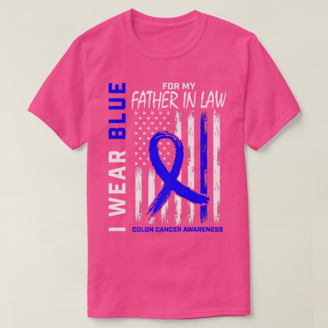 Camiseta I Wear Blue For My Father In Law Colon Cancer Awar (Frente do Design)