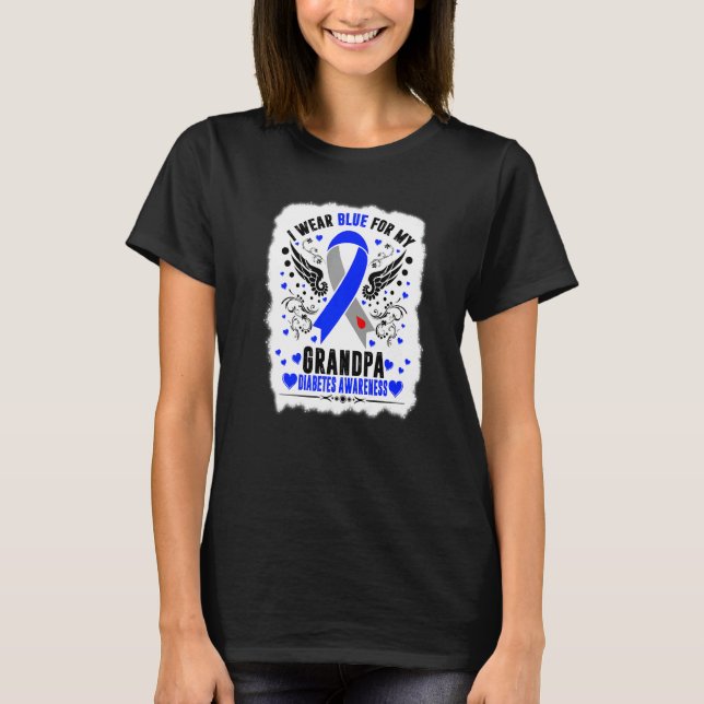 Camiseta I Wear Blue For My Grandpa Diabetes Awareness Mont (Frente)